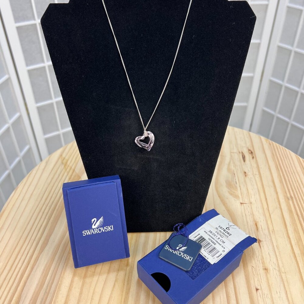 Pink  Swarovski Mini Loveheart Pendant  Necklace 1076292